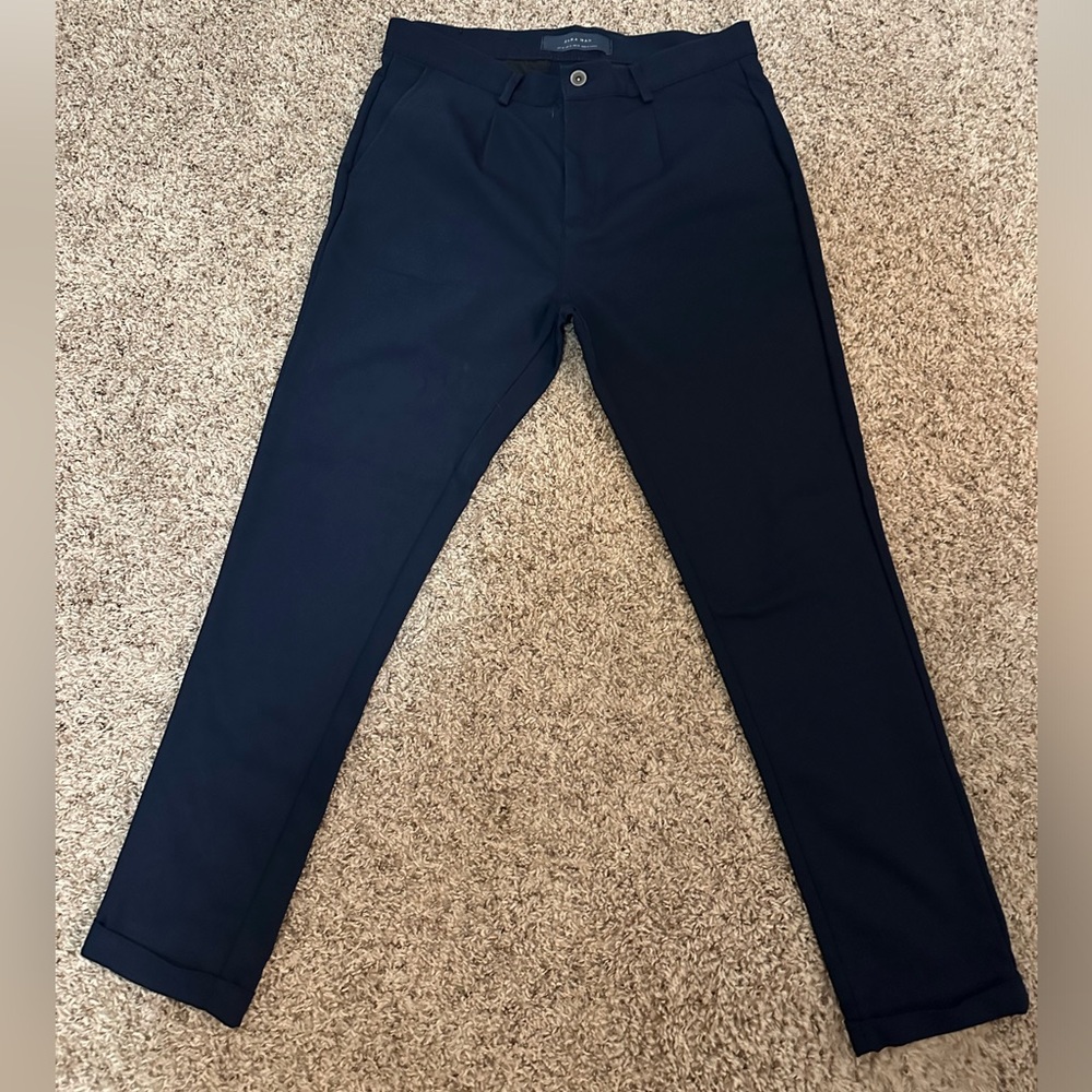 Zara navy trousers with cuffed hems